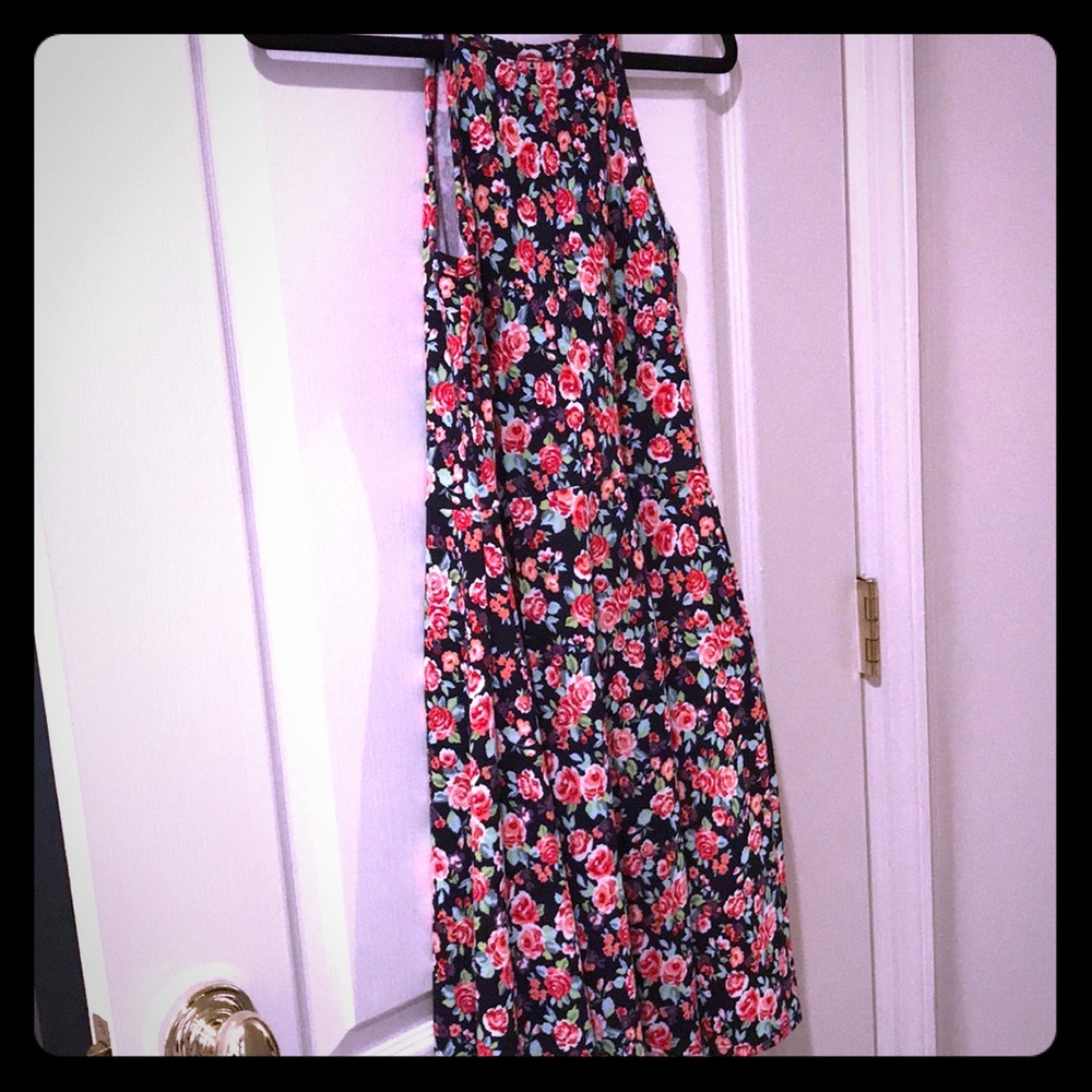 Aqua summer flowered dress - size Small